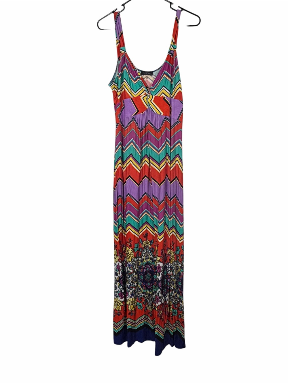 Spense Multicolor Chevron & Floral Maxi Dress